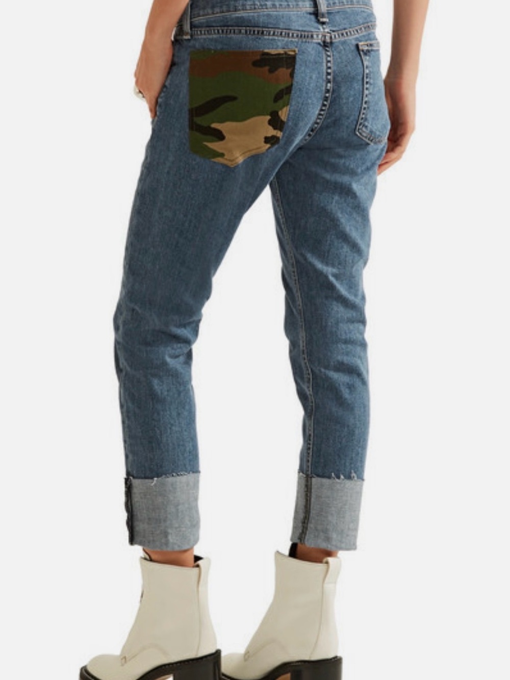 rag & bone Blue Slim Straight Jeans with Camo Back Pocket